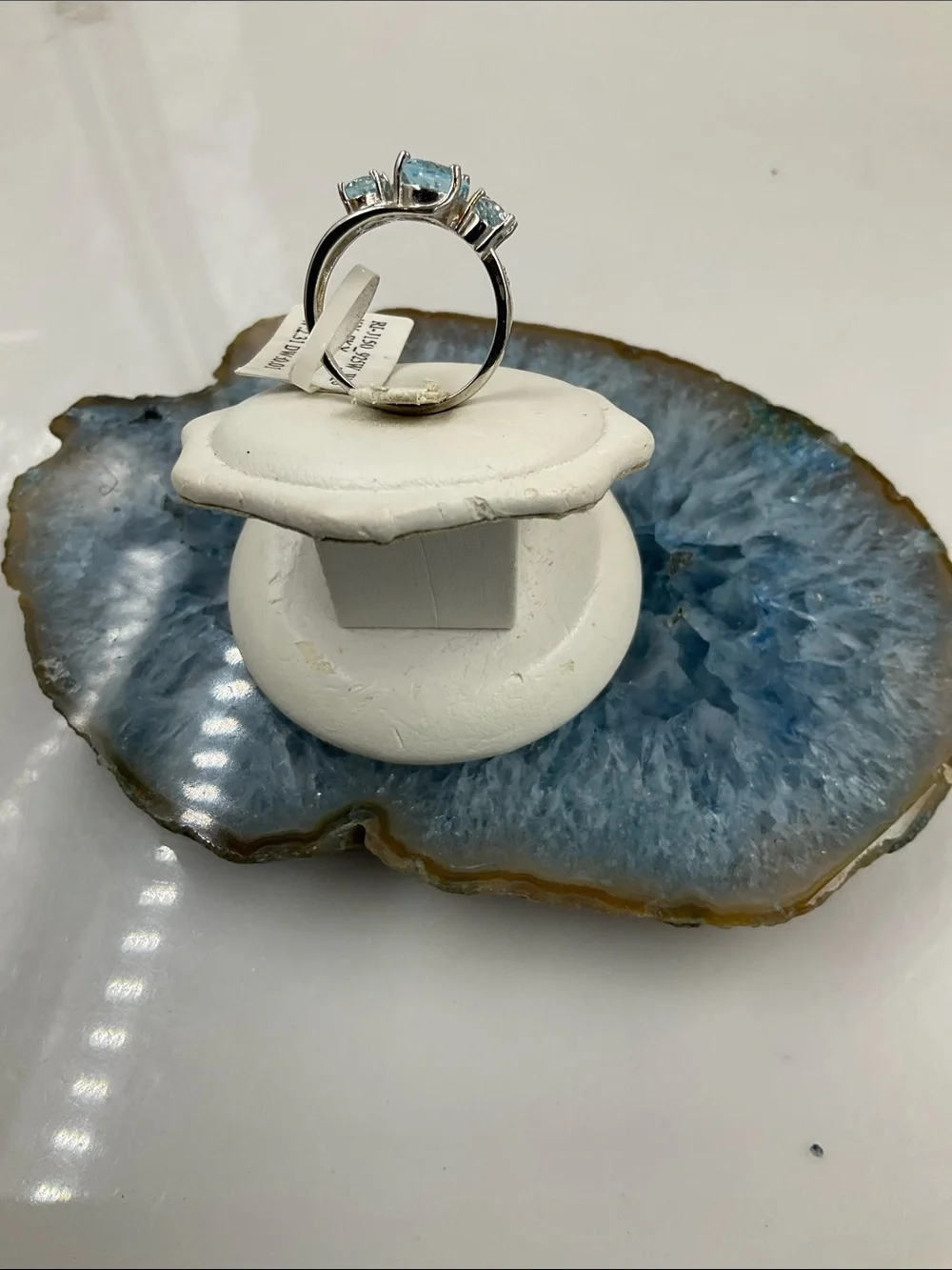 Ross¥Simons Three-Stone Sky Blue Topaz Sterling Ring - Size 7
